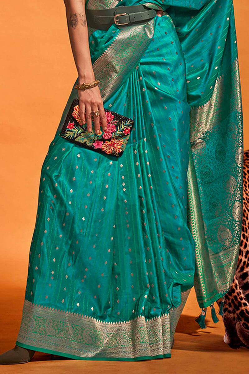 Dark Turquoise Dual Tone Satin Silk Saree