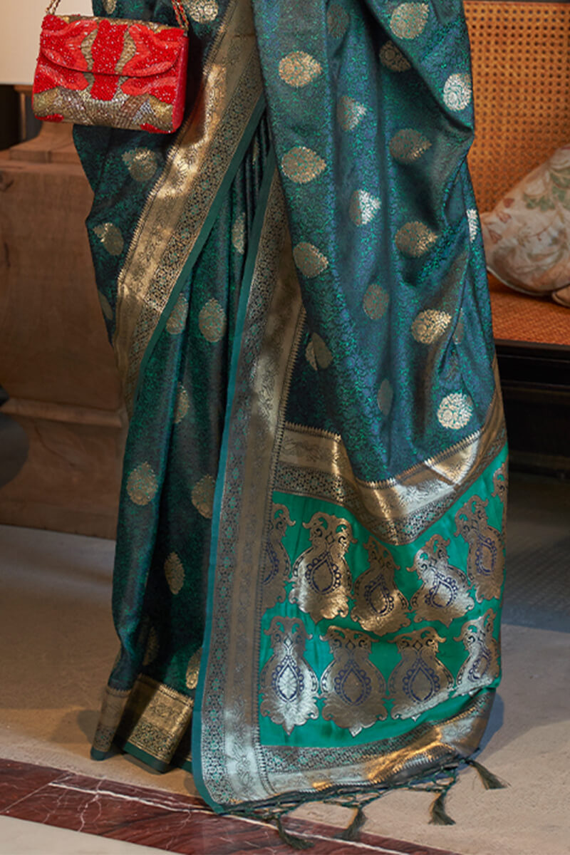 Dianne Blue Zari Woven Satin Silk Saree