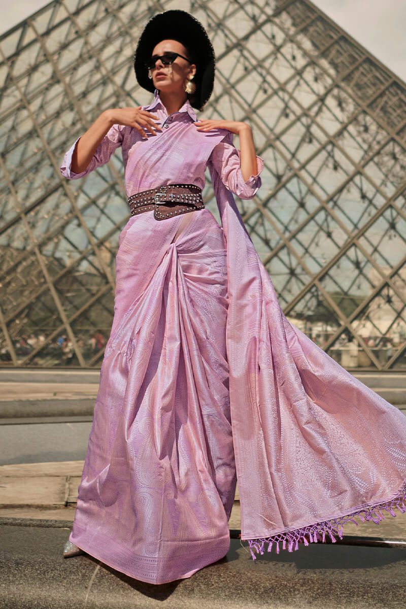 Faded Pink Kanjivaram Satin Silk Saree