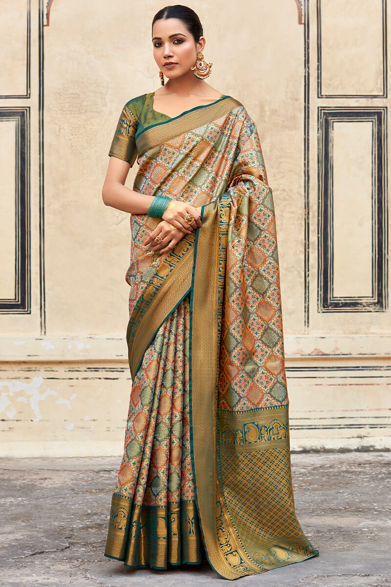 Granite Green Banarasi Silk Saree