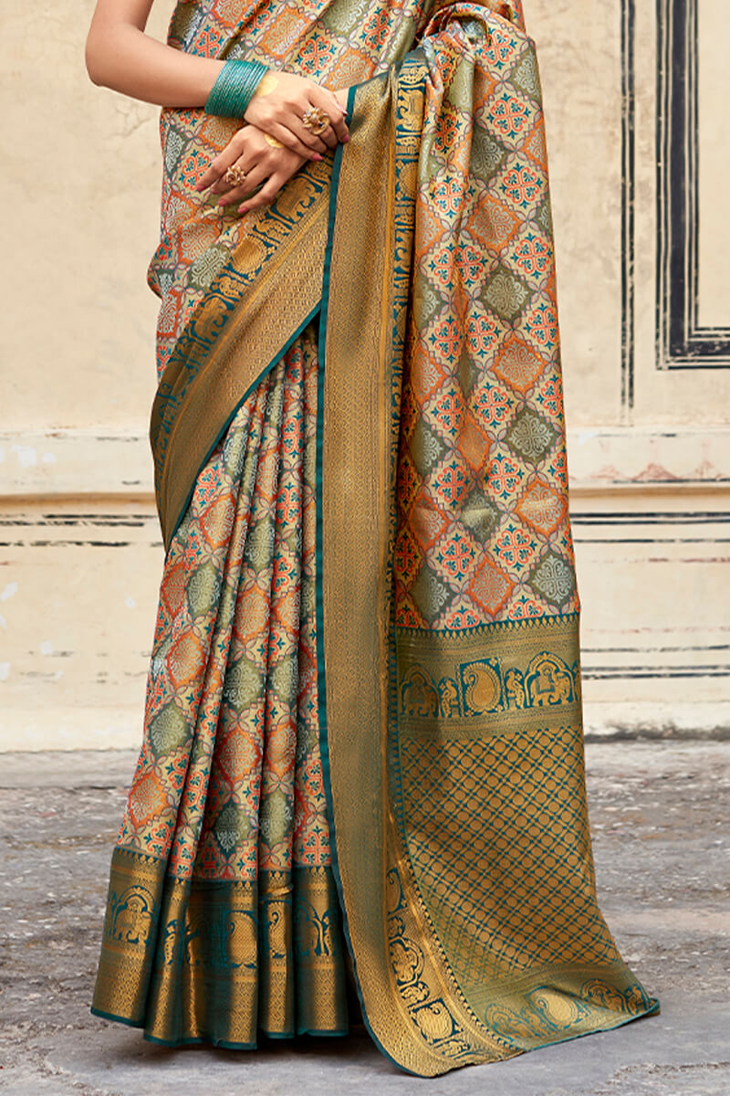 Granite Green Banarasi Silk Saree