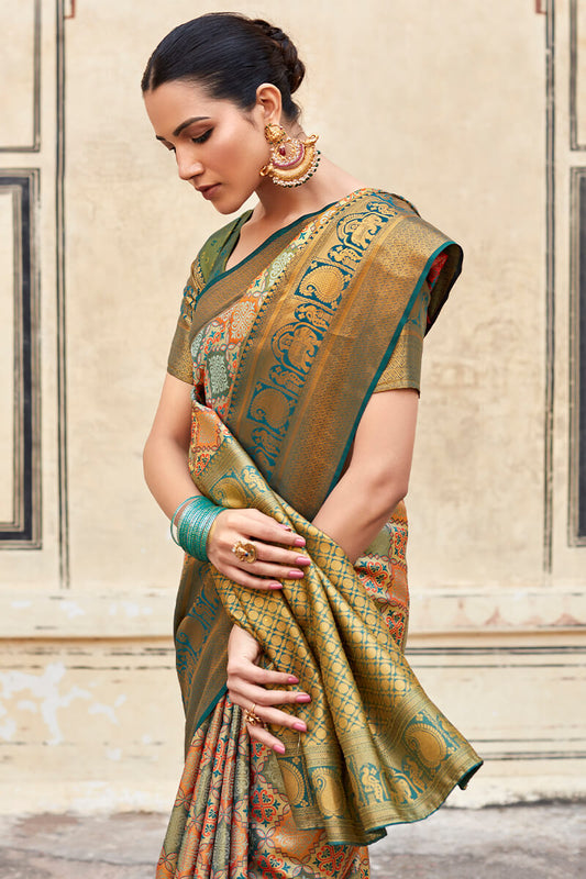 Granite Green Banarasi Silk Saree