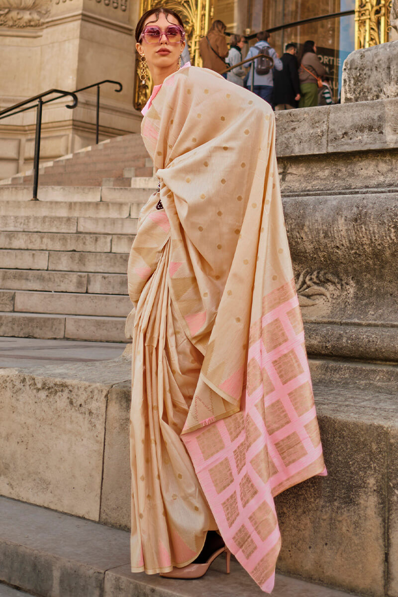 Harvest Beige South Silk Saree