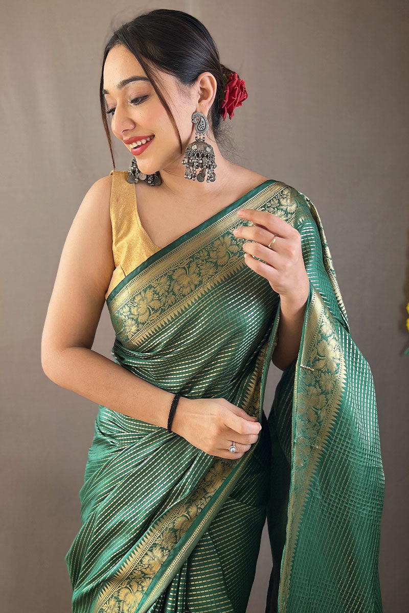 Hazel Green Banarasi Silk Saree