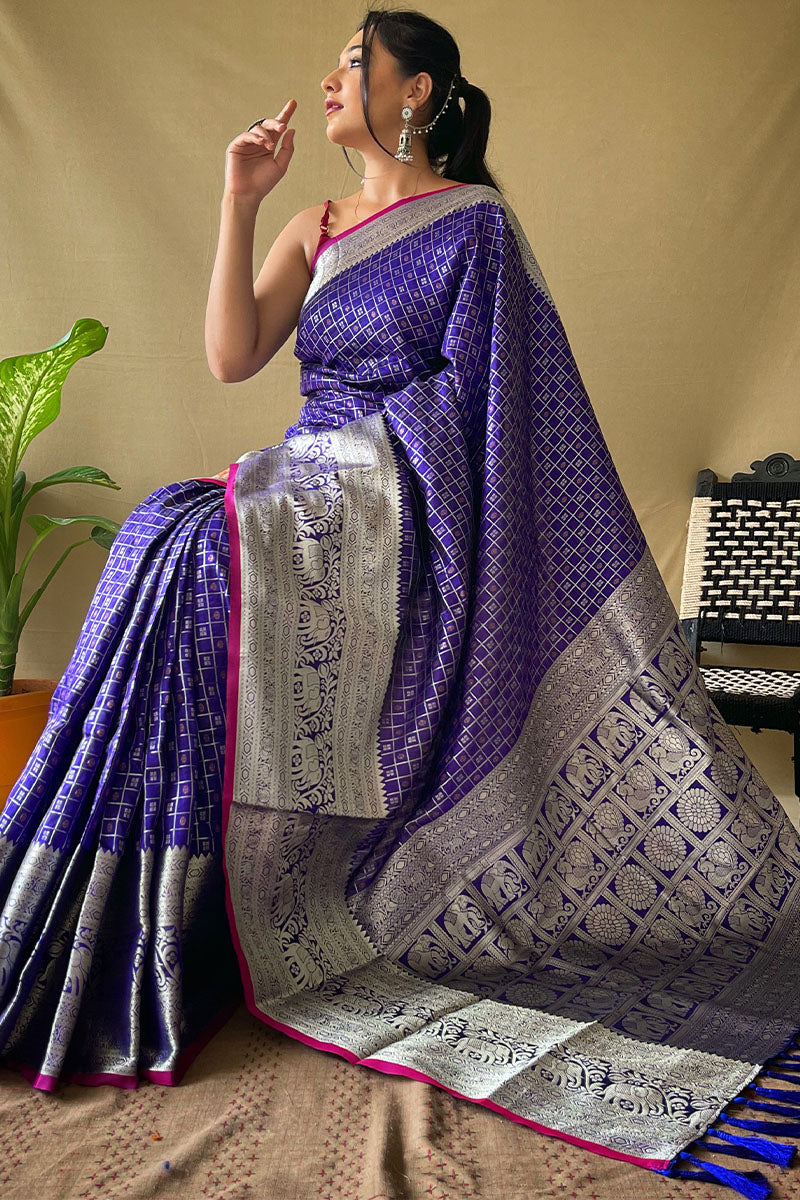 Indigo Blue Banarasi Silk Saree