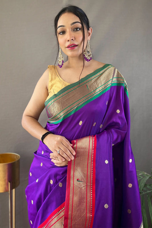 Iris Purple Paithani Silk Saree