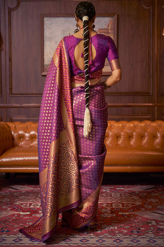 Jam Purple Kanjivaram Silk Saree