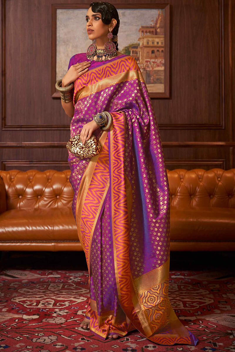 Jam Purple Kanjivaram Silk Saree