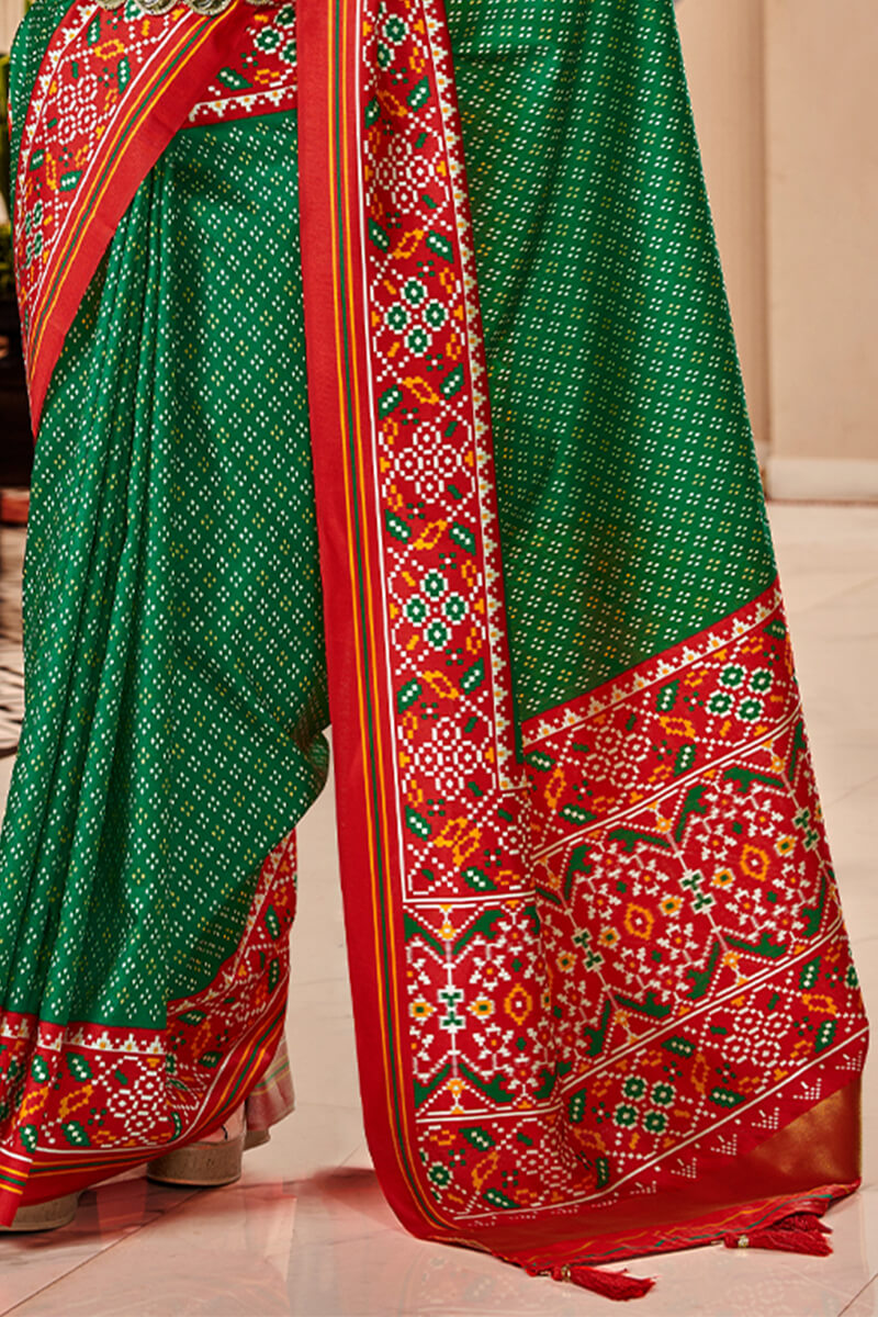 Kaitoke Green Patola Silk Saree