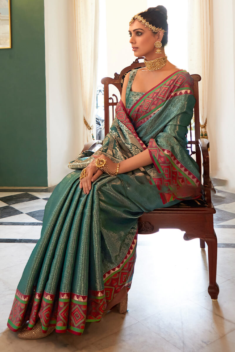 Lunar Green Kanjivaram Silk Saree