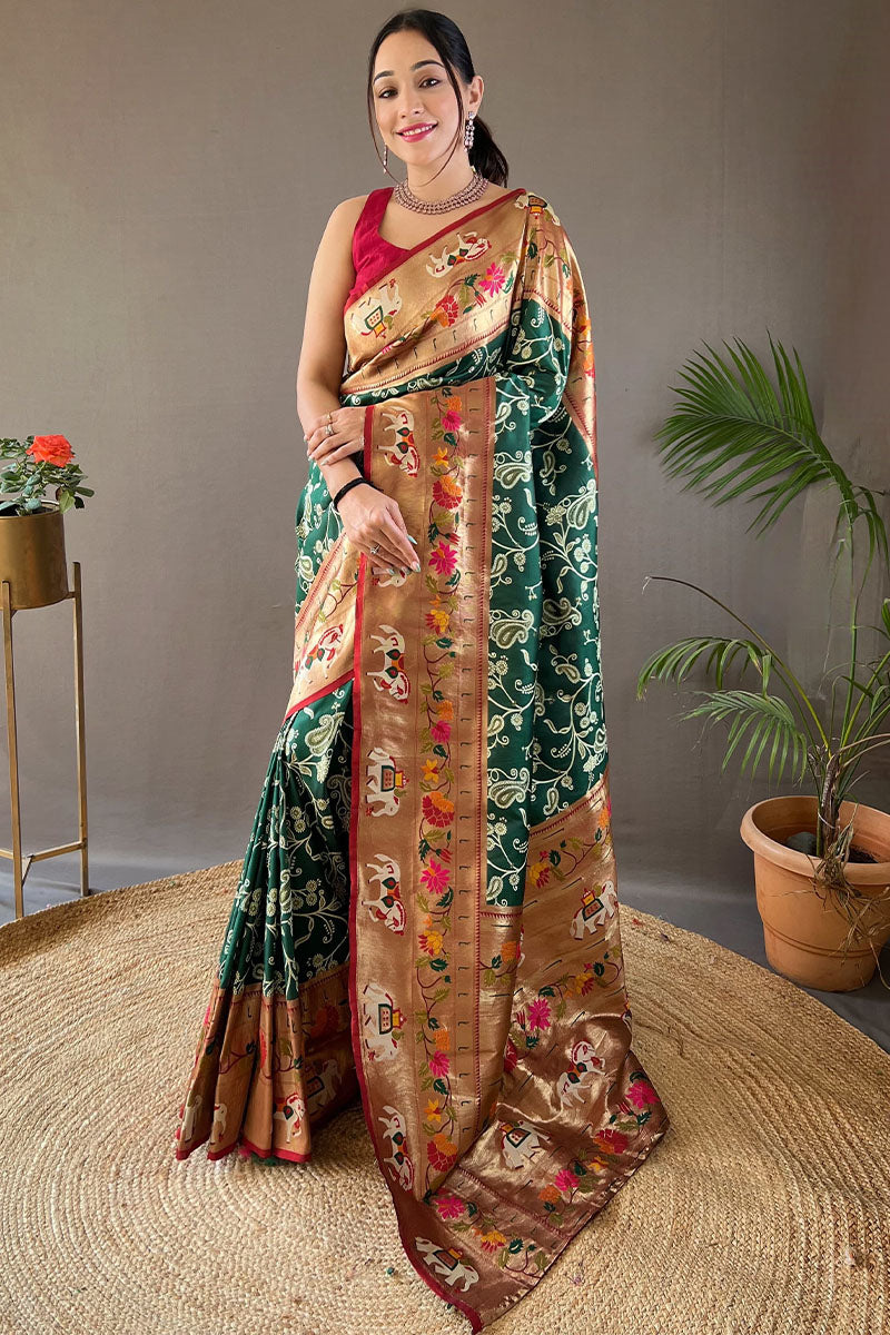 Lunar Green Paithani Silk Saree