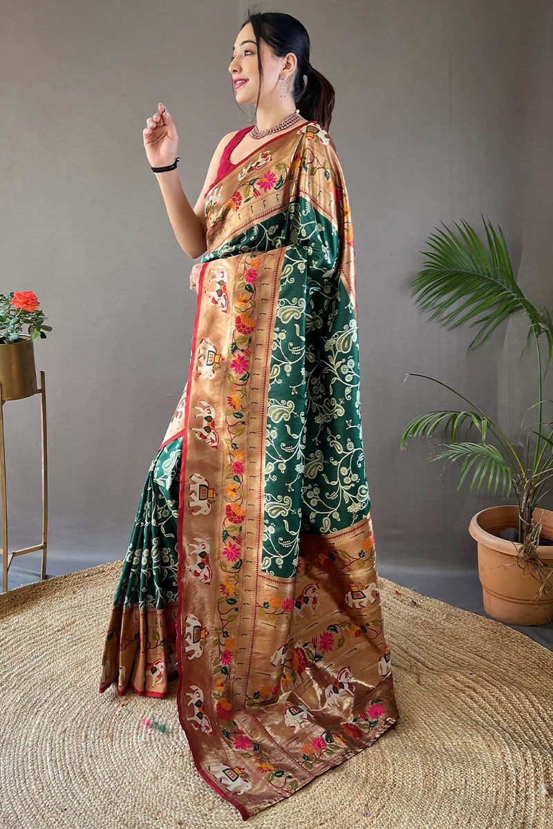 Lunar Green Paithani Silk Saree