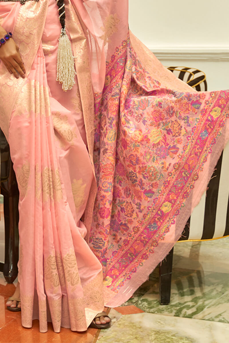 Mandys Pink Pashmina Silk Saree