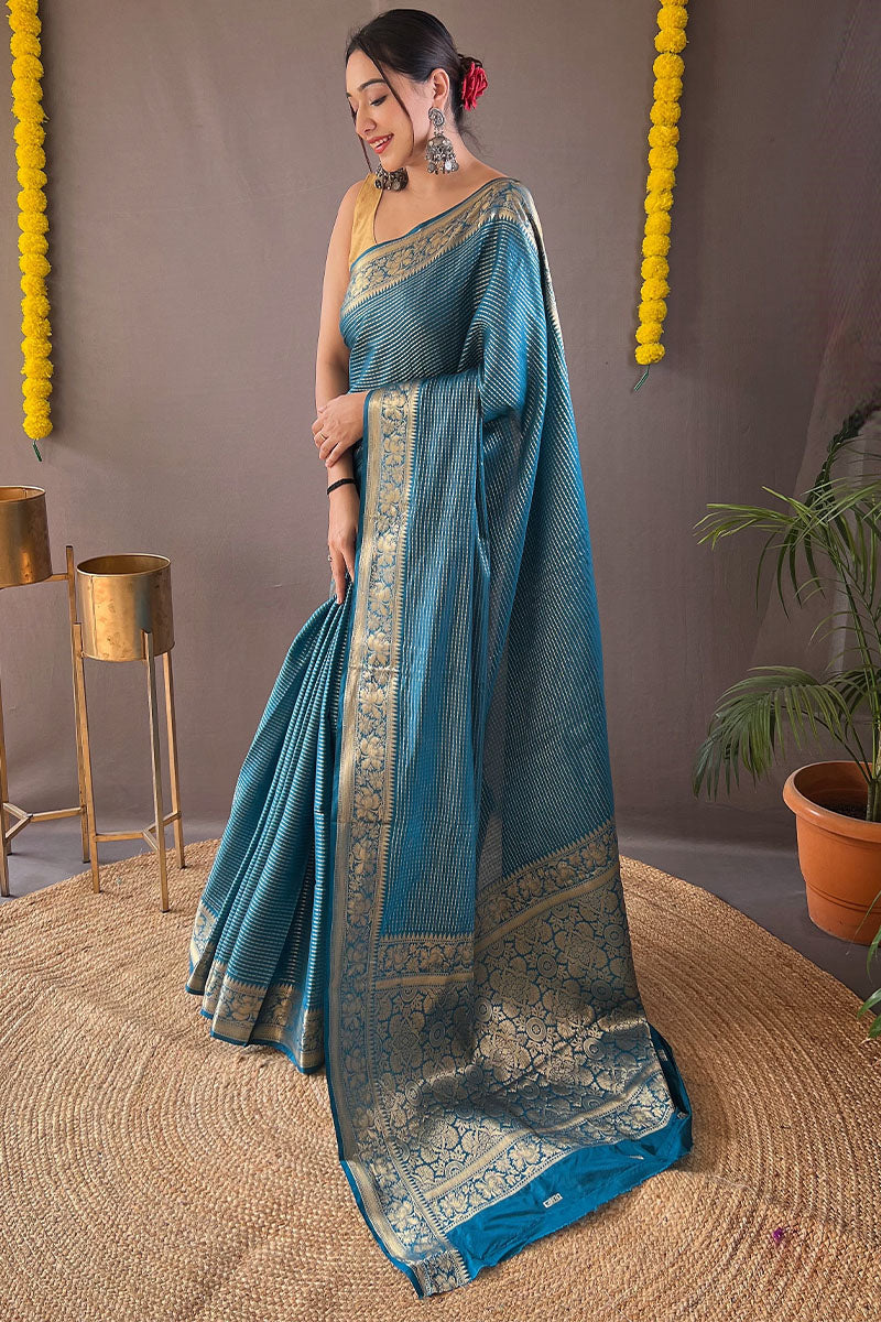 Marble Blue Banarasi Silk Saree