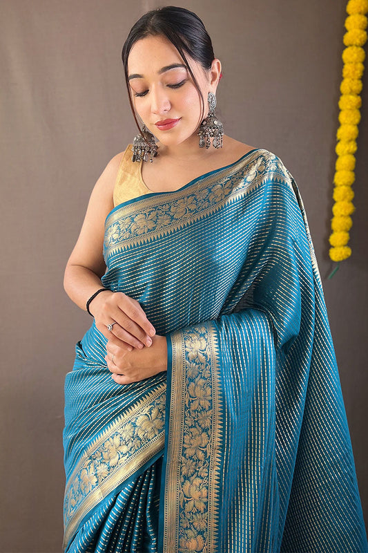 Marble Blue Banarasi Silk Saree