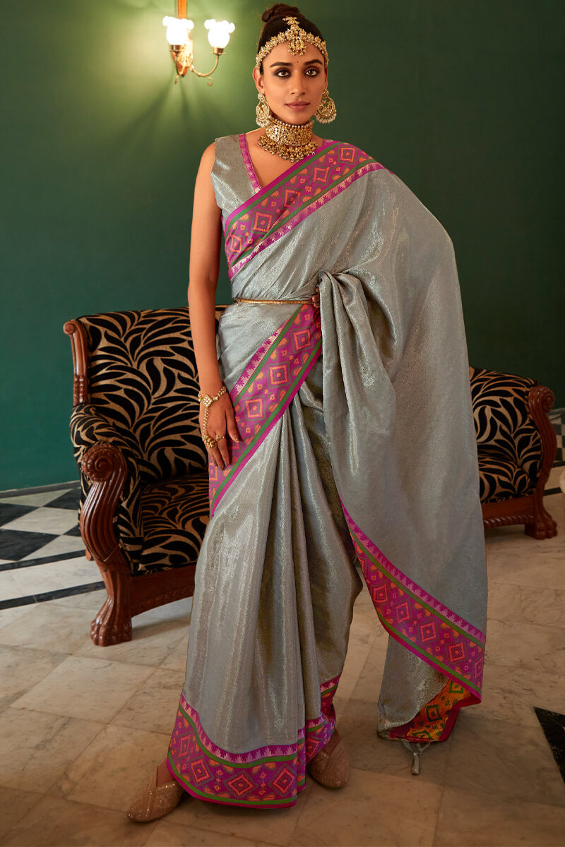 Martini Grey Kanjivaram Silk Saree