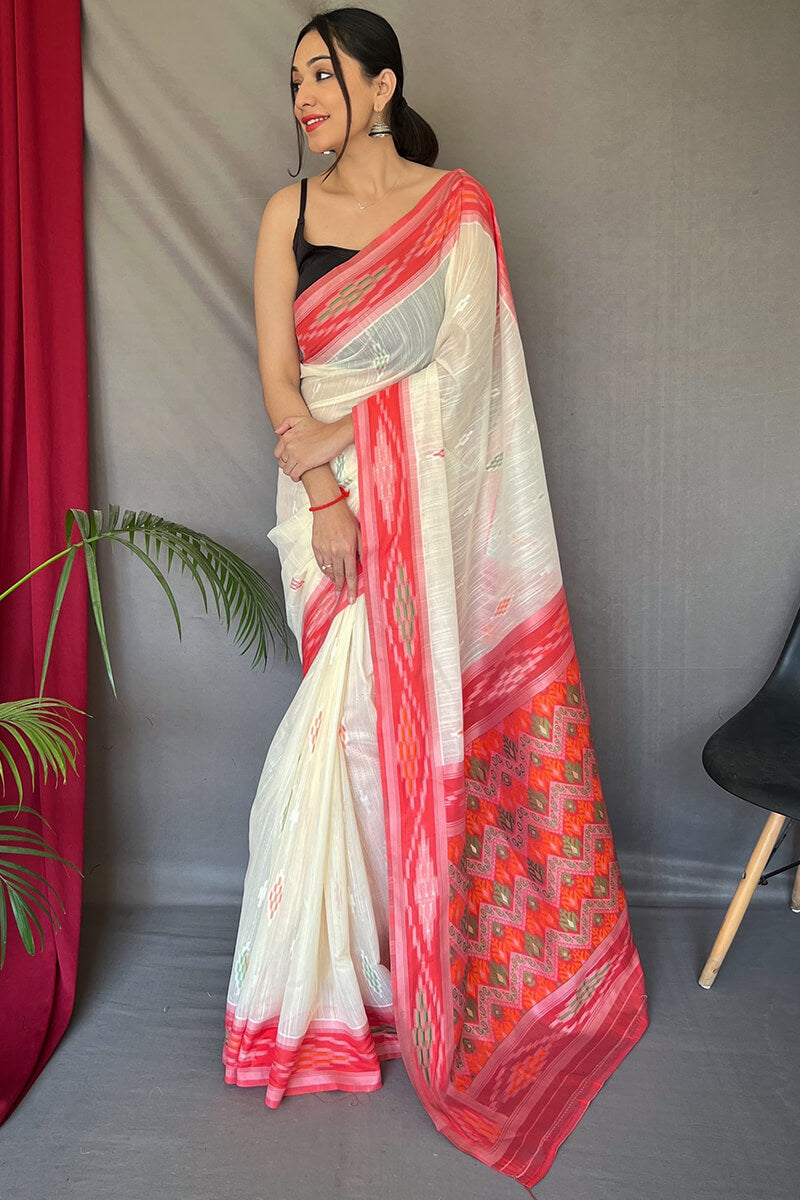 Mercury Beige Linen silk saree