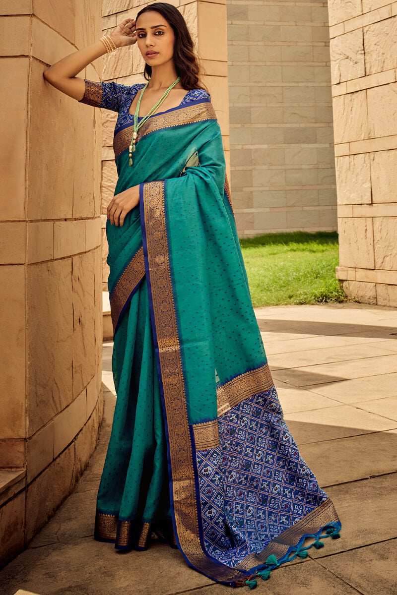 Mosque Green Patola Silk Saree