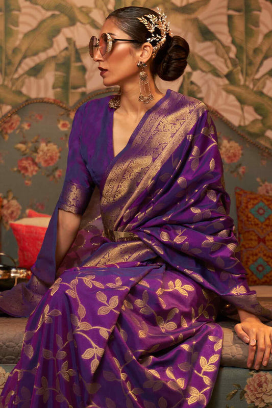 Mulberry Purple Kanjivaram Silk Saree