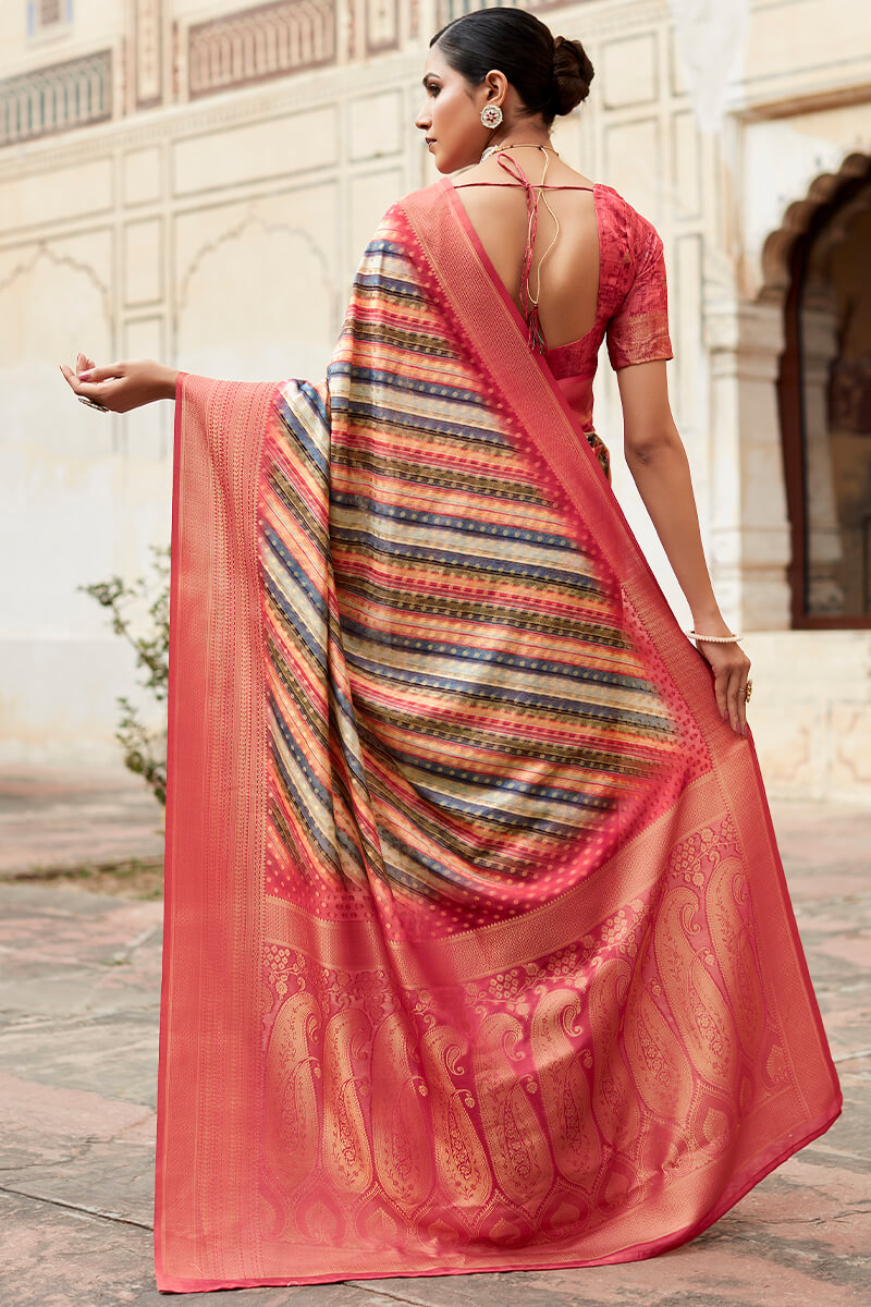 Multicolor Printed Crape Silk Saree