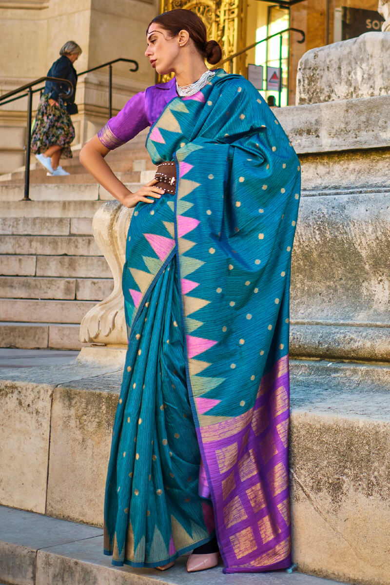 Pacific Blue South Silk Saree