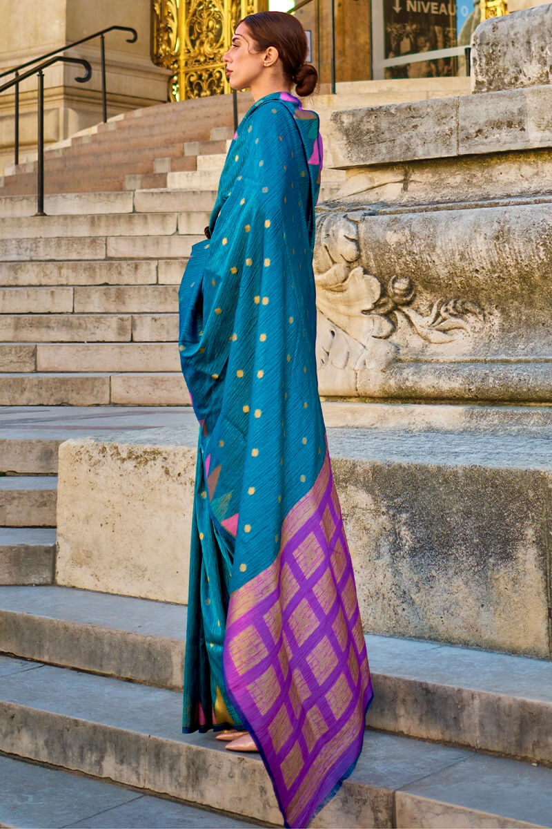 Pacific Blue South Silk Saree