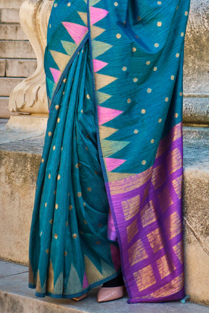 Pacific Blue South Silk Saree