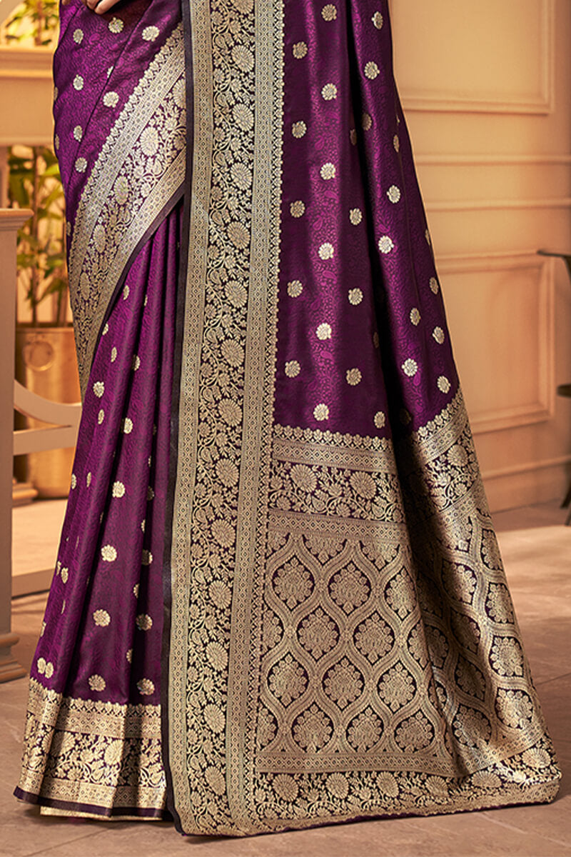 Palatinate Purple Banarasi Satin silk Saree