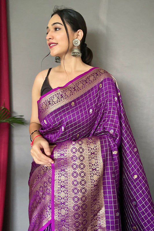 Palatinate Purple Banarasi Silk Saree