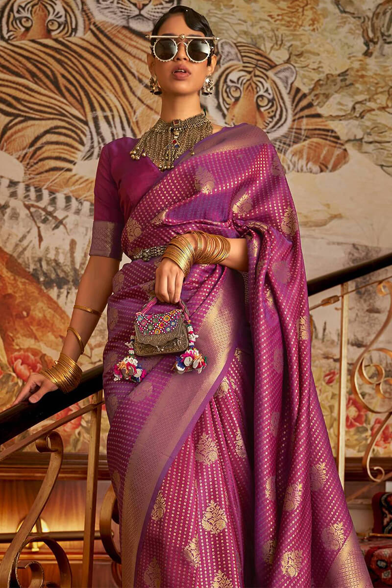 Palatinate Purple Zari Woven Kanjivaram Silk Saree