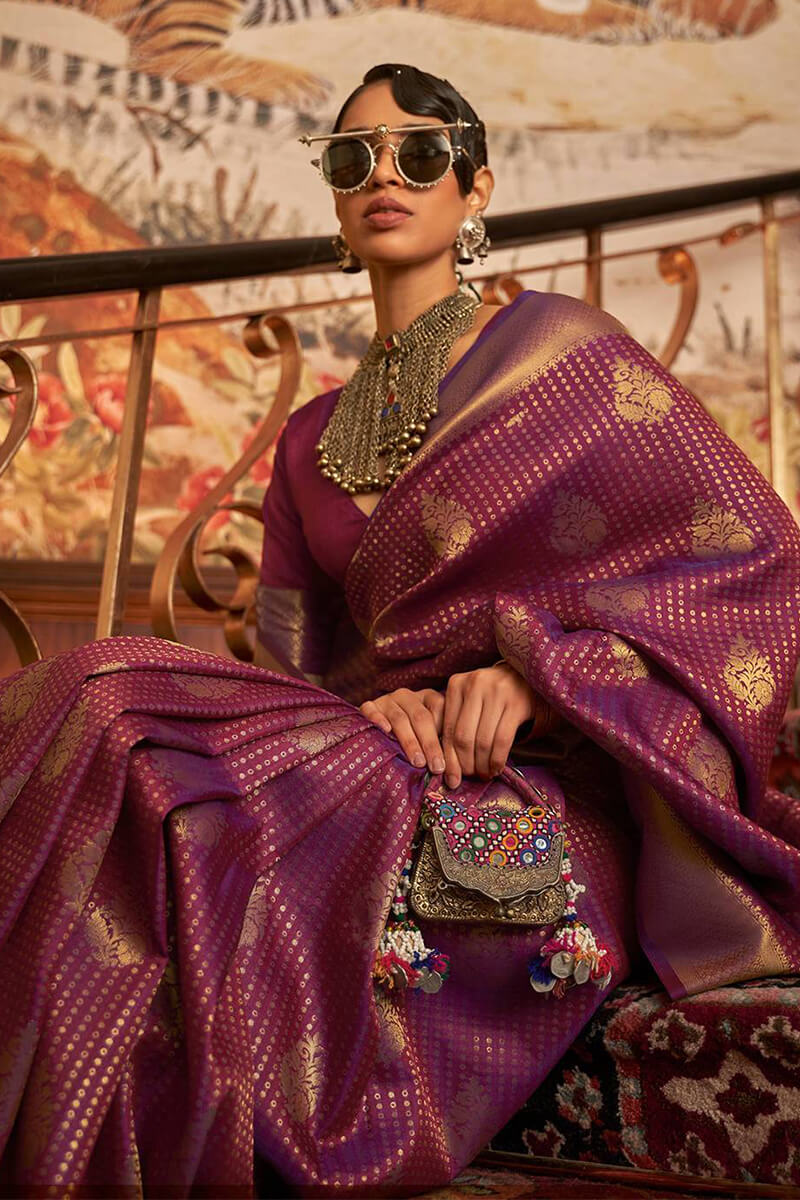 Palatinate Purple Zari Woven Kanjivaram Silk Saree