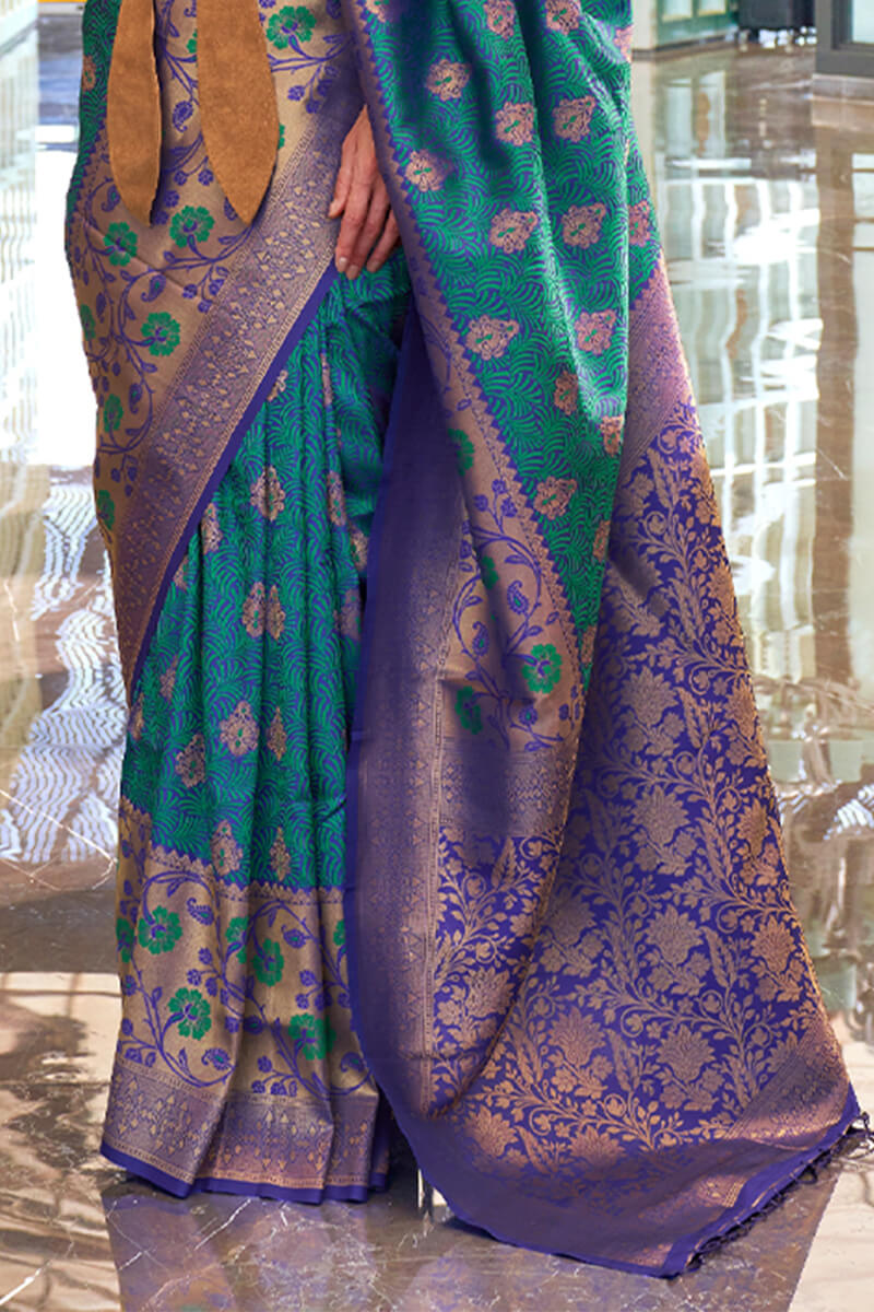 Peacock Blue South Silk Saree