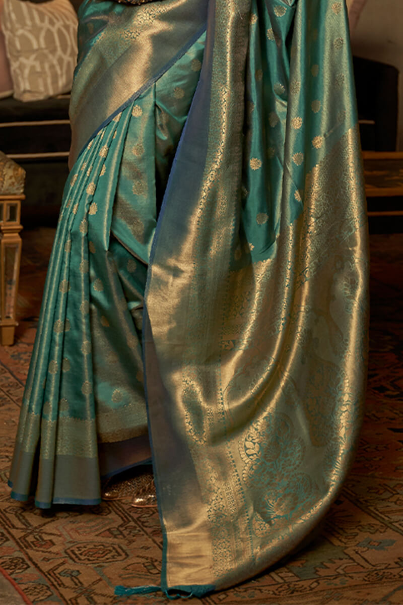 Peacock Green Kanjivaram Silk Saree