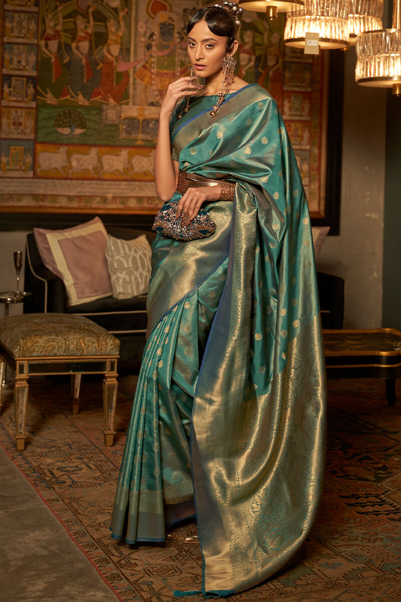 Peacock Green Kanjivaram Silk Saree