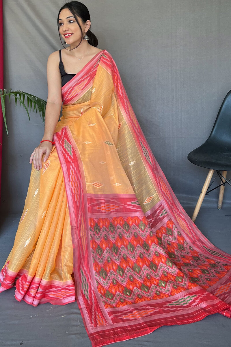 Persian Orange Linen silk saree