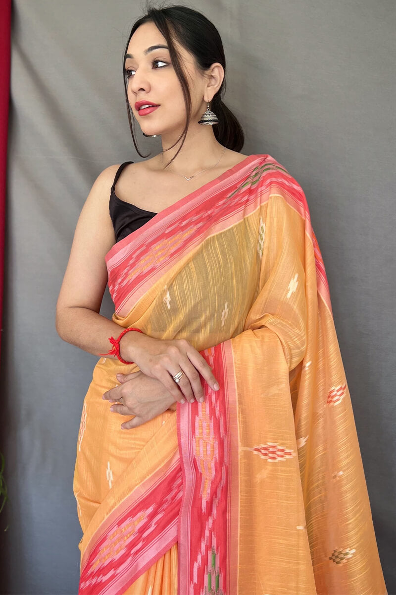 Persian Orange Linen silk saree