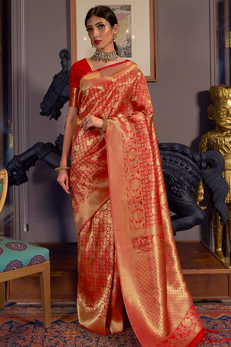 Persian Red Kanjivaram Silk Saree