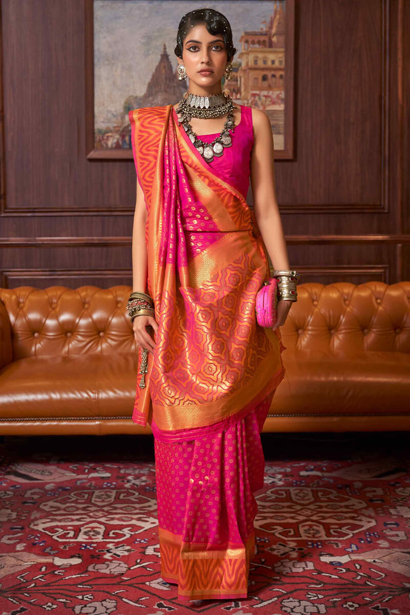 Raspberry Pink Kanjivaram Silk Saree