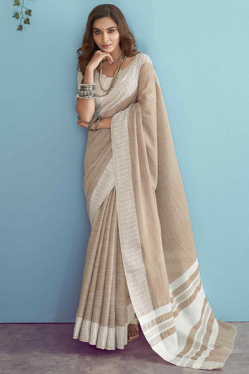 Rosy Brown Linen Silk Saree