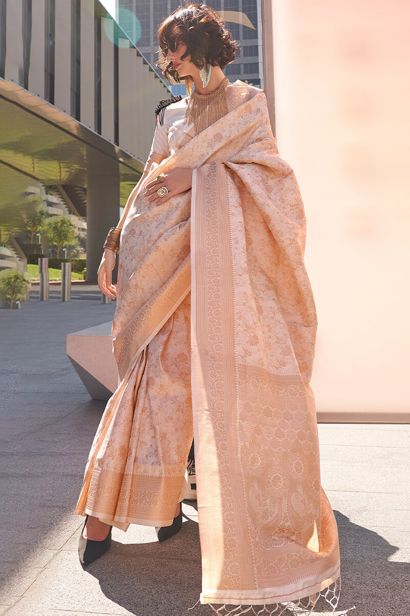 Sand Beige Zari Woven Kanjivaram Silk Saree