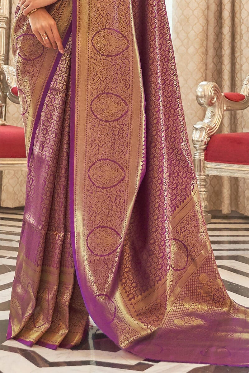 Sangria Purple Kanjivaram Silk Saree