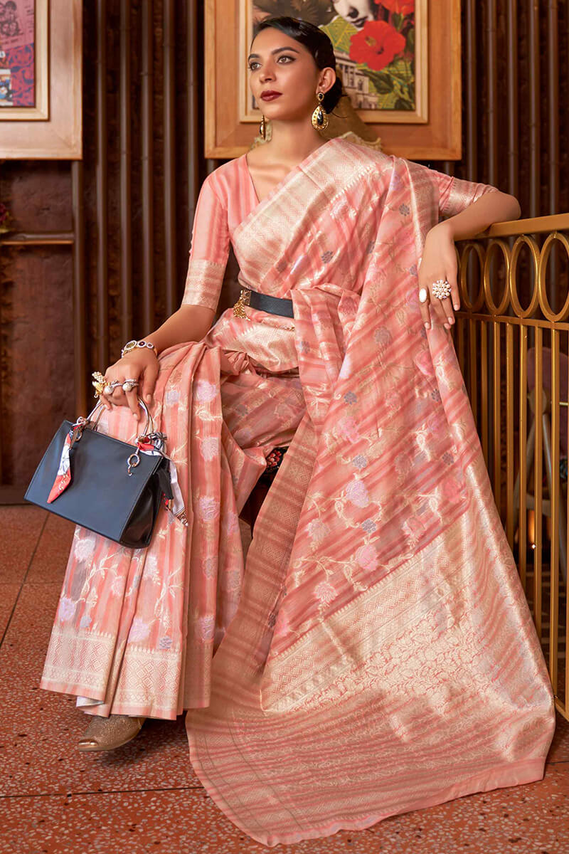 Sea Pink Linen Silk Saree