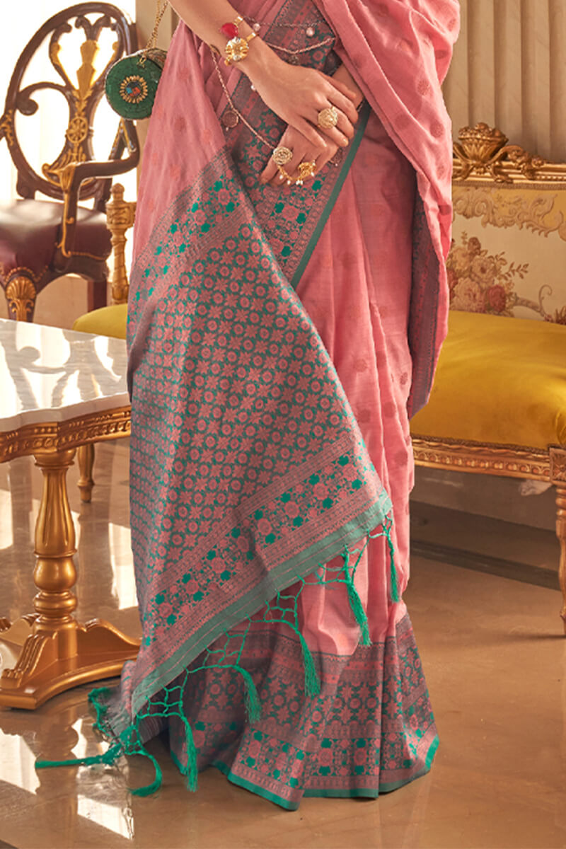 Sea Pink Soft Banarasi Silk Saree