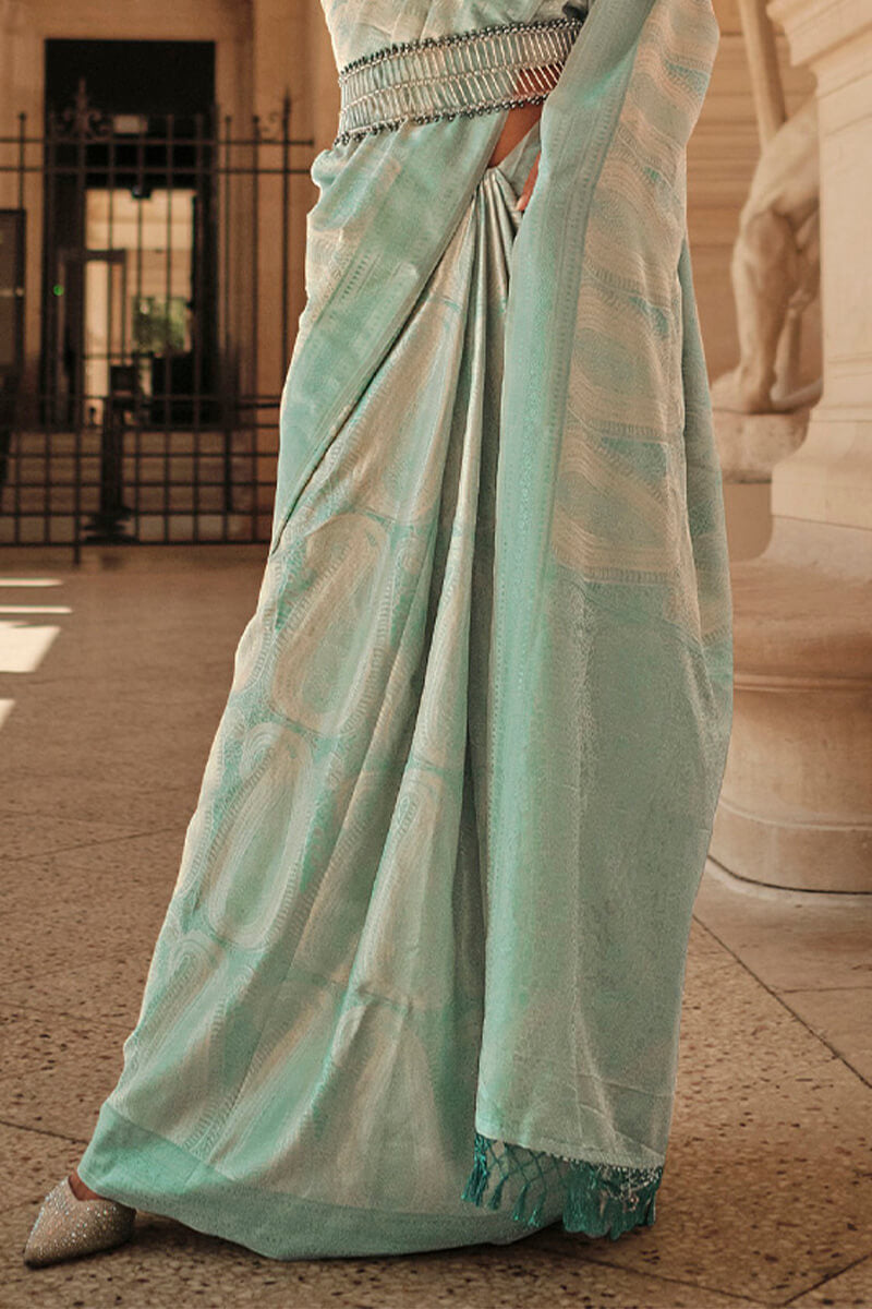 Shadow Green Kanjivaram Satin Silk Saree