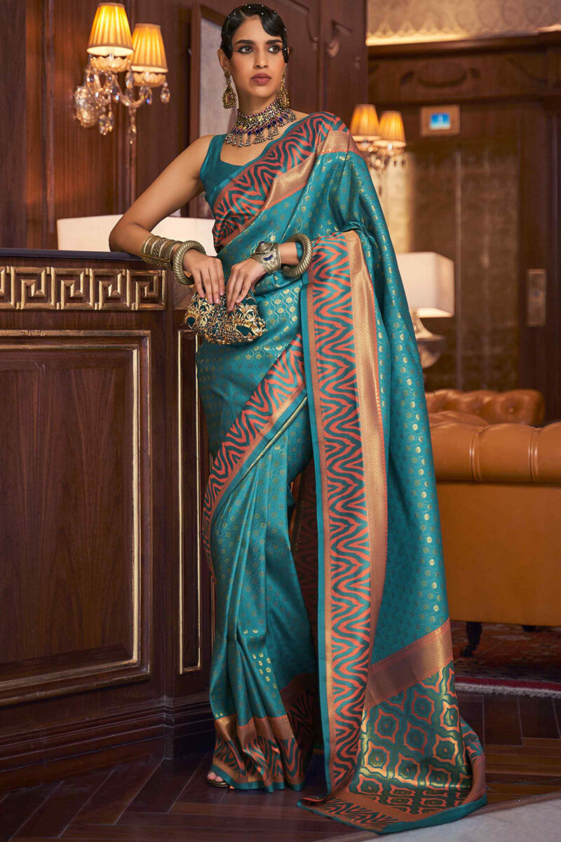 Smalt Blue Kanjivaram Silk Saree