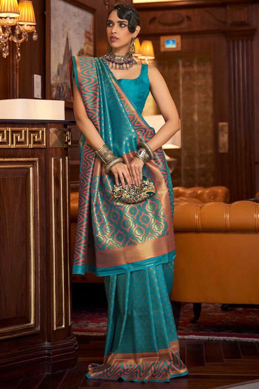 Smalt Blue Kanjivaram Silk Saree