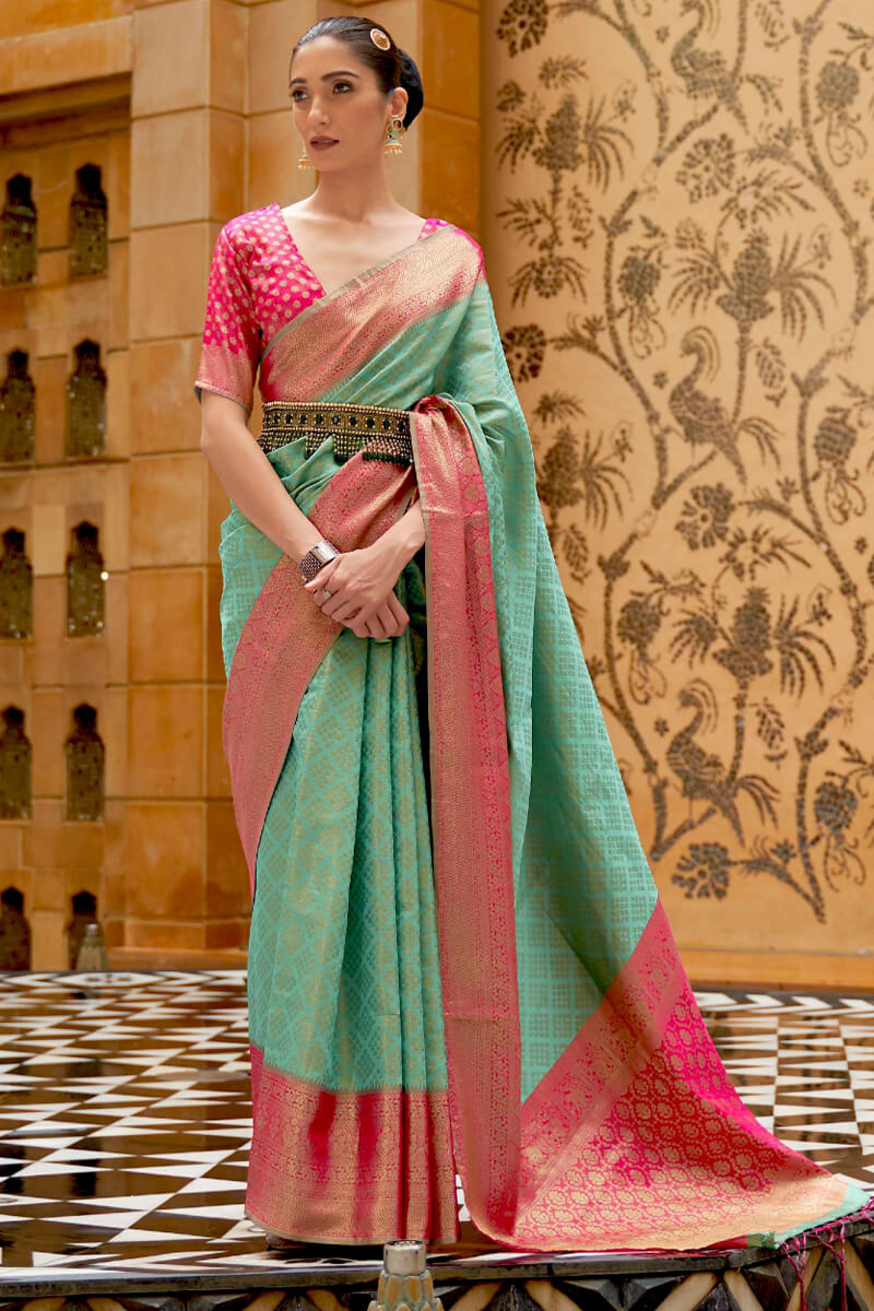 Soft Sea Green Kanjivaram Silk Saree