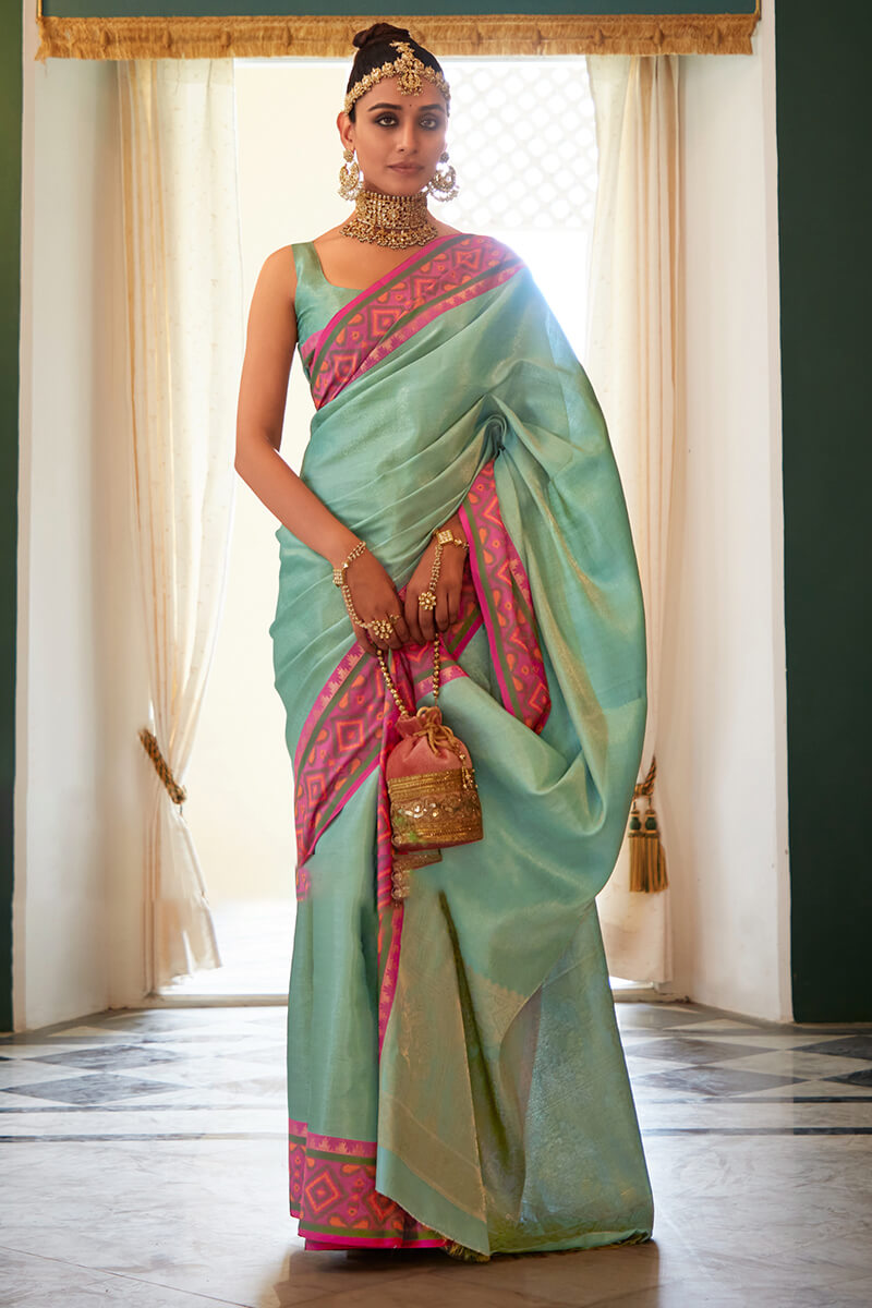 Spanish Green Kanjivaram Silk Saree