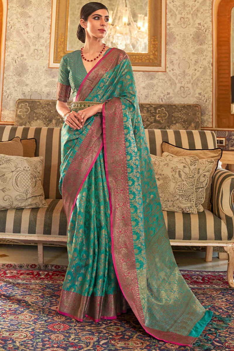 Surfie Green South Silk Saree