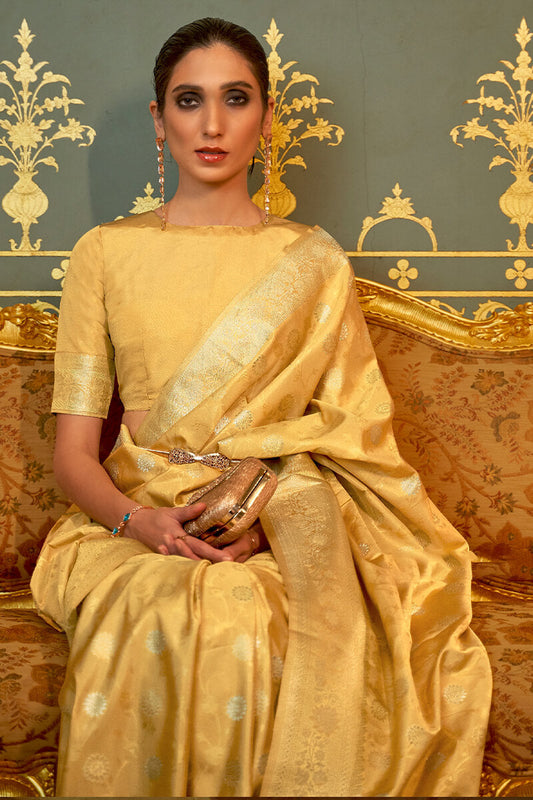 Tulip Yellow Banarasi Silk Saree